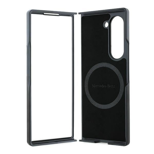 Tagakaaned Mercedes-Benz Mercedes Leather Wood Imitation MagSafe Case for Samsung Galaxy Z Fold 6 - Black