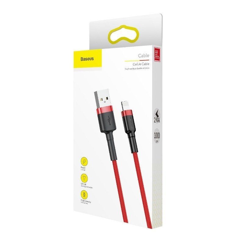 Cable Baseus Baseus Cafule USB Lightning cable 2.4A 1m (black + red)