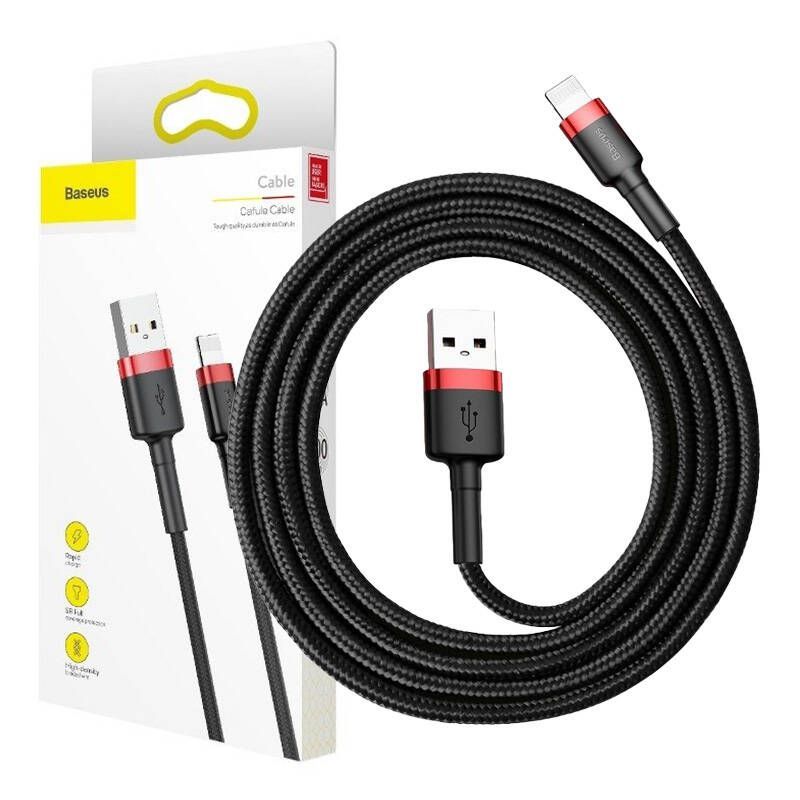 Cable Baseus Baseus Cafule USB Lightning Cable 1,5A 2m (Black+Red)