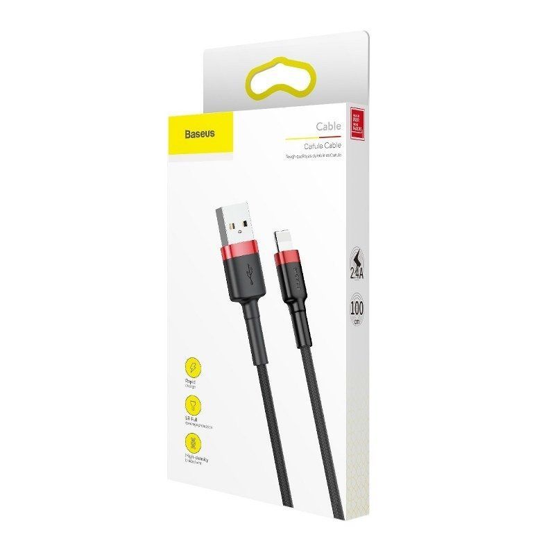 Cable Baseus Baseus Cafule USB Lightning Cable 2,4A 0,5m (Red+Black)