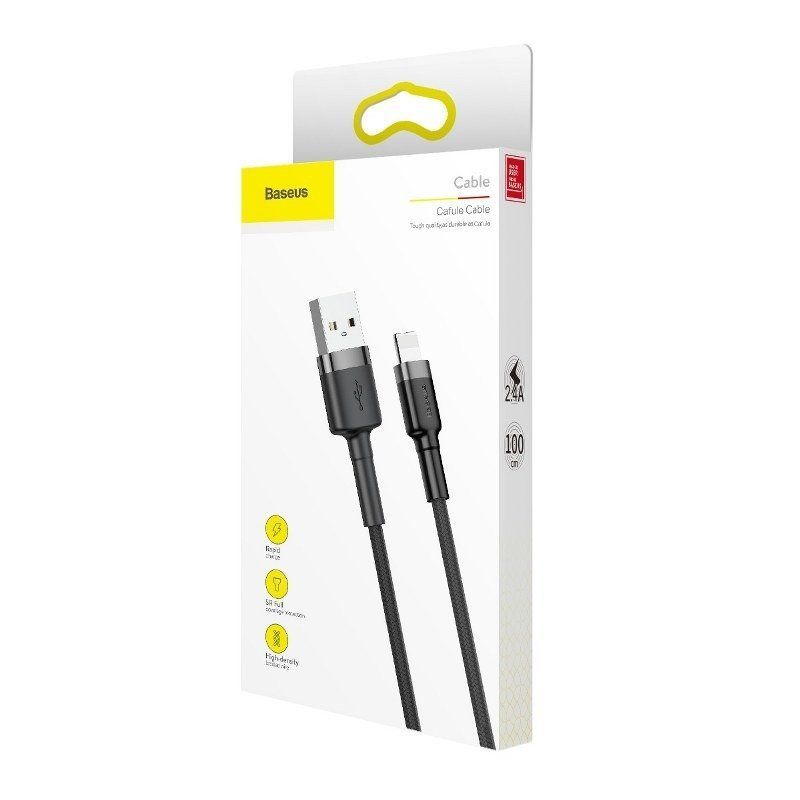 Cable Baseus Baseus Cafule USB Lightning Cable 2.4A 0.5m (Gray+Black)