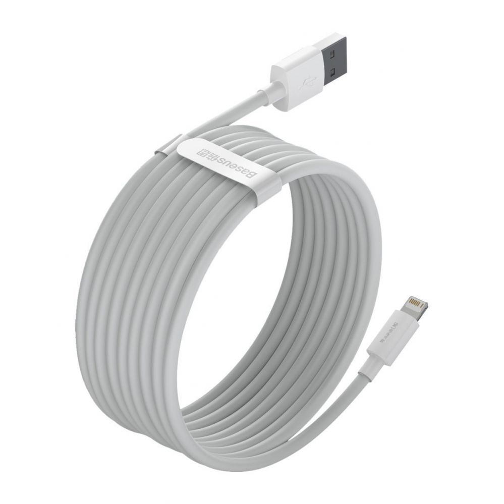 Cable Baseus Baseus Simple Wisdom Data Cable Kit USB to Lightning 2.4A (2PCS/Set)1.5m White
