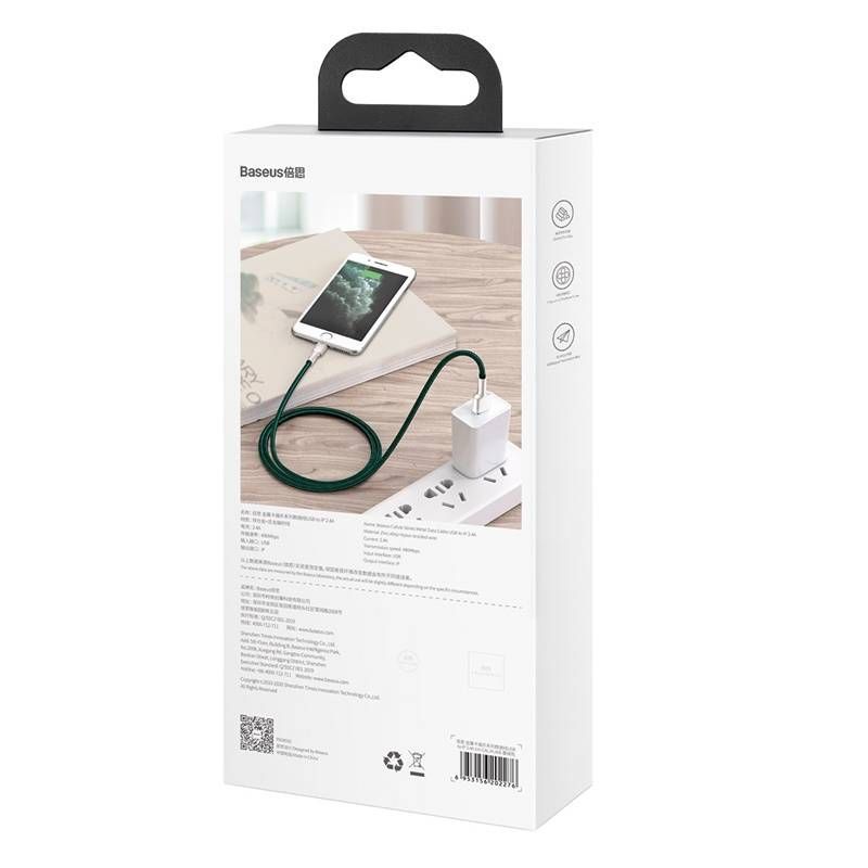 Cable Baseus USB cable for Lightning Baseus Cafule, 2.4A, 1m (green)
