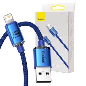 Cable Baseus  Baseus Crystal Shine cable USB to Lightning, 2.4A, 1.2m (blue) 