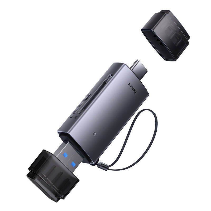 Cable Baseus Baseus Lite Series SD/TF memory card reader, USB + USB-C (gray)