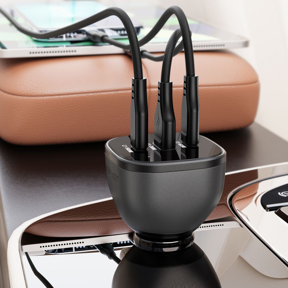 Adaptrid Acefast Acefast B14 car charger 165W 2x USB-C 1x USB-A - black