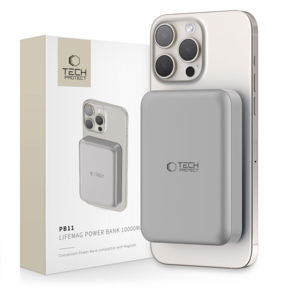 Muu telefoni lisavarustus Tech-Protect Powerbank Tech-Protect PB11 LifeMag MagSafe 10000 mAh - titanium