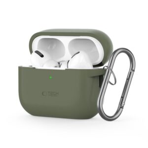 Maciņš austiņām Tech-Protect Apple AirPods Pro 1 / 2 Silicone Hook Case Green