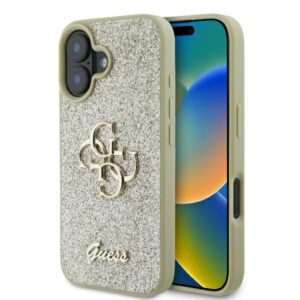 Aizmugurējais vāciņš Guess  Guess Fixed Glitter Big 4G Case for iPhone 16 Plus - Gold