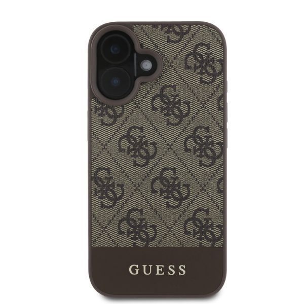 Aizmugurējais vāciņš Guess Guess 4G Bottom Stripe iPhone 16 Case - Brown
