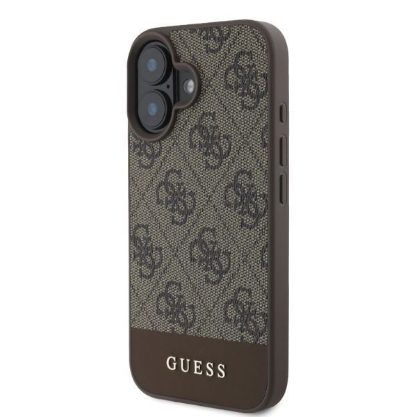 Aizmugurējais vāciņš Guess Guess 4G Bottom Stripe iPhone 16 Case - Brown