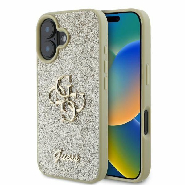 Aizmugurējais vāciņš Guess Guess Fixed Glitter Big 4G iPhone 16 Case - Gold