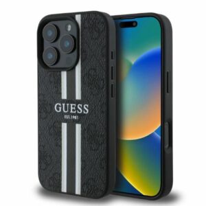Aizmugurējais vāciņš Guess  Guess 4G Printed Stripes MagSafe case for iPhone 16 Pro - black 