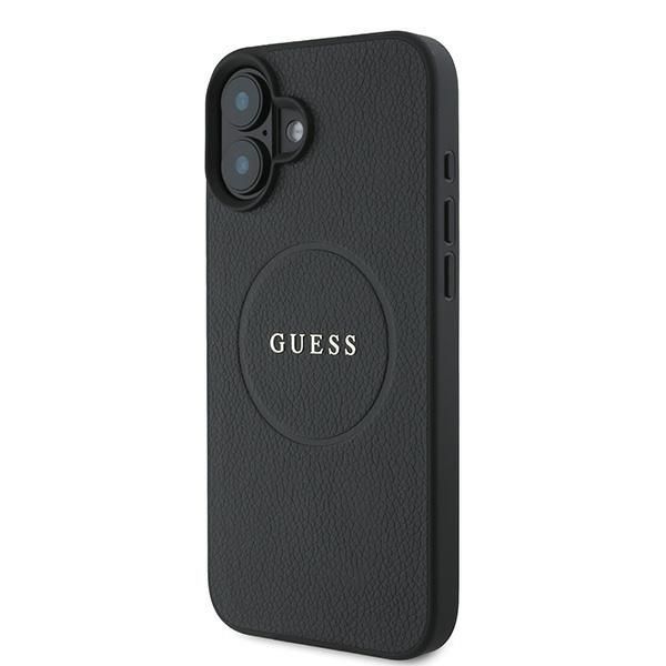 Aizmugurējais vāciņš Guess Guess Grained Gold Ring MagSafe case for iPhone 16 Plus - black