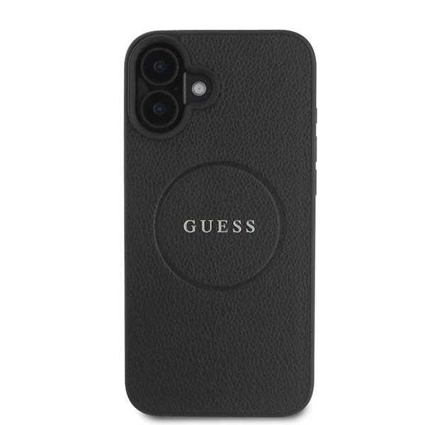 Aizmugurējais vāciņš Guess Guess Grained Gold Ring MagSafe case for iPhone 16 Plus - black