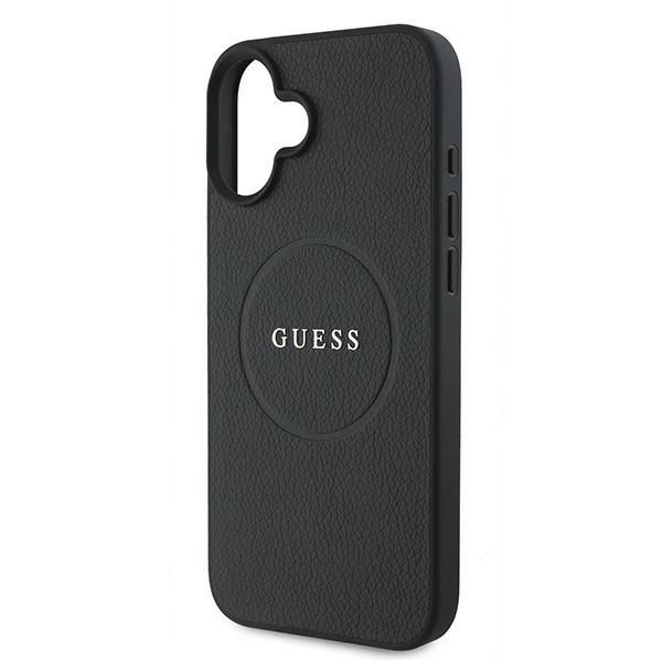 Aizmugurējais vāciņš Guess Guess Grained Gold Ring MagSafe case for iPhone 16 Plus - black