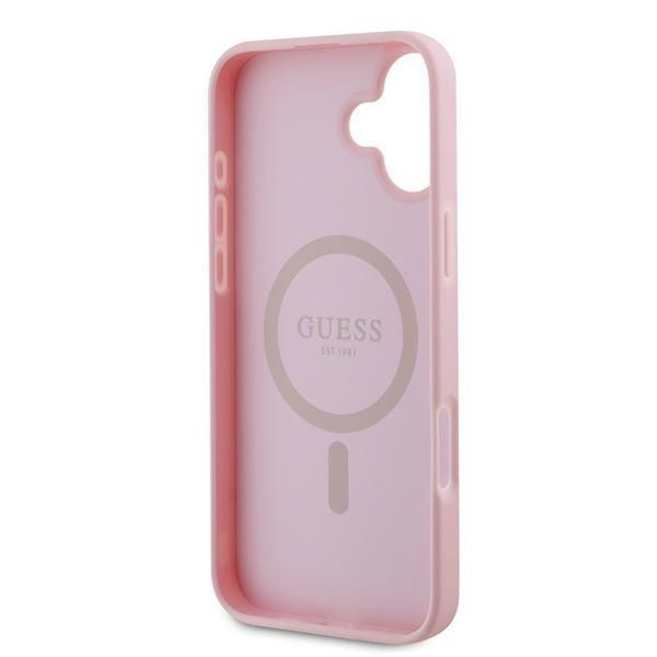 Aizmugurējais vāciņš Guess Guess Grained Gold Ring MagSafe iPhone 16 Plus Case - Pink