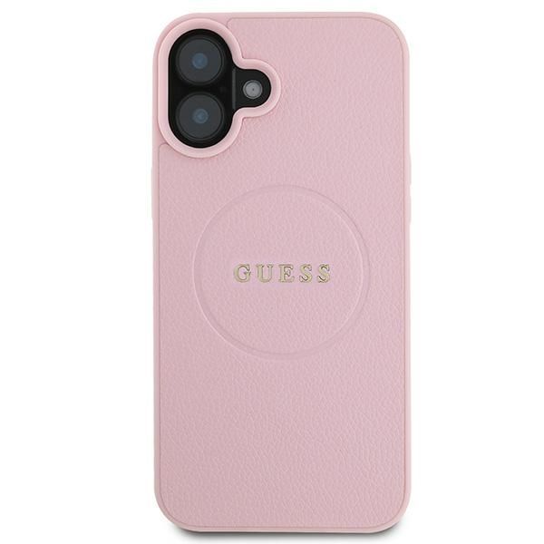 Aizmugurējais vāciņš Guess Guess Grained Gold Ring MagSafe iPhone 16 Plus Case - Pink