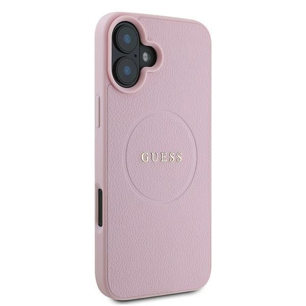 Aizmugurējais vāciņš Guess Guess Grained Gold Ring MagSafe iPhone 16 Plus Case - Pink