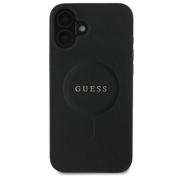 Tagakaaned Guess Guess Saffiano Classic Logo MagSafe iPhone 16 Plus Case - Black