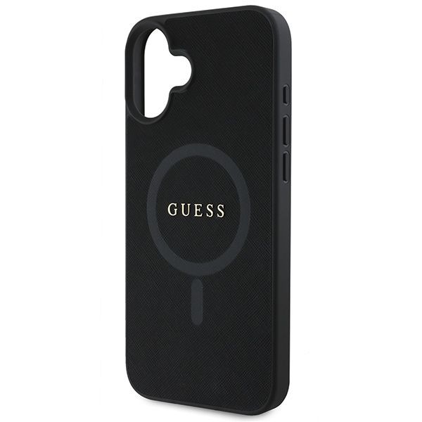 Tagakaaned Guess Guess Saffiano Classic Logo MagSafe iPhone 16 Plus Case - Black