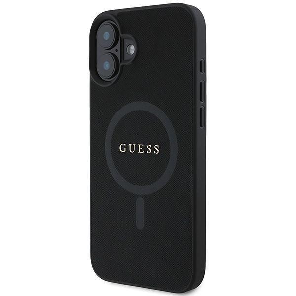 Tagakaaned Guess Guess Saffiano Classic Logo MagSafe iPhone 16 Plus Case - Black