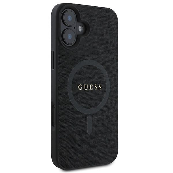 Tagakaaned Guess Guess Saffiano Classic Logo MagSafe iPhone 16 Plus Case - Black