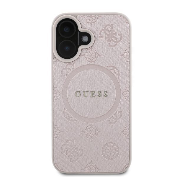 Tagakaaned Guess Guess Saffiano Peony Classic Logo MagSafe iPhone 16 Case - Pink