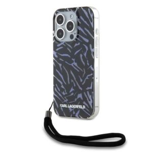 Aizmugurējais vāciņš Karl Lagerfeld  Karl Lagerfeld Zebra With Cord iPhone 15 Pro Max Case - Purple 
