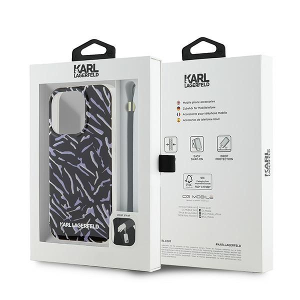 Back panel cover Karl Lagerfeld Karl Lagerfeld Zebra With Cord iPhone 15 Pro Max Case - Purple