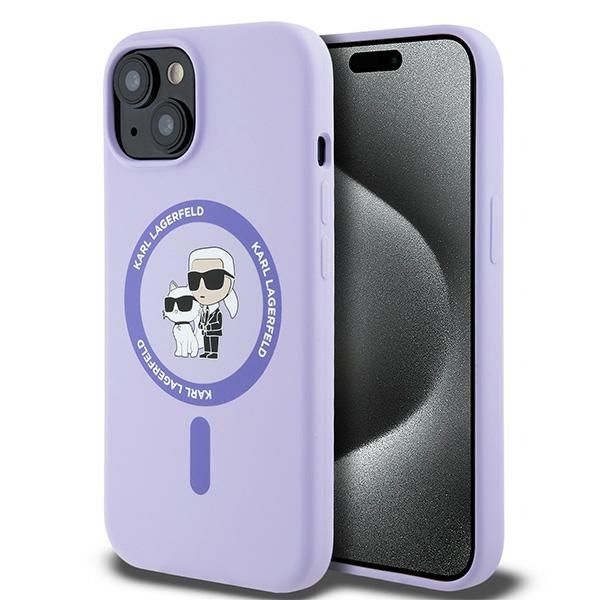 Tagakaaned Karl Lagerfeld Karl Lagerfeld Silicone Karl&Choupette Heads Ring MagSafe iPhone 15 Case - Purple