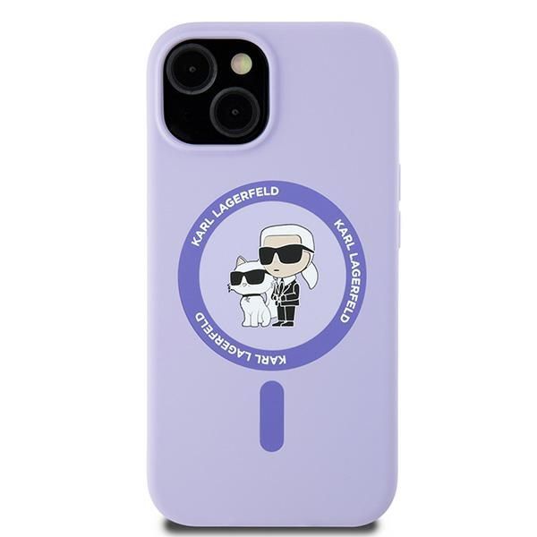 Tagakaaned Karl Lagerfeld Karl Lagerfeld Silicone Karl&Choupette Heads Ring MagSafe iPhone 15 Case - Purple