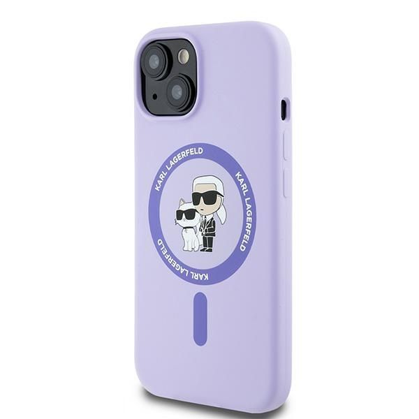 Tagakaaned Karl Lagerfeld Karl Lagerfeld Silicone Karl&Choupette Heads Ring MagSafe iPhone 15 Case - Purple