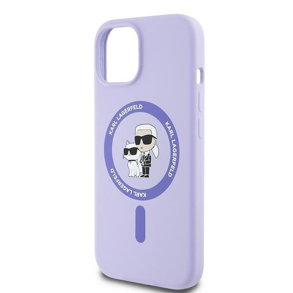Tagakaaned Karl Lagerfeld Karl Lagerfeld Silicone Karl&Choupette Heads Ring MagSafe iPhone 15 Case - Purple