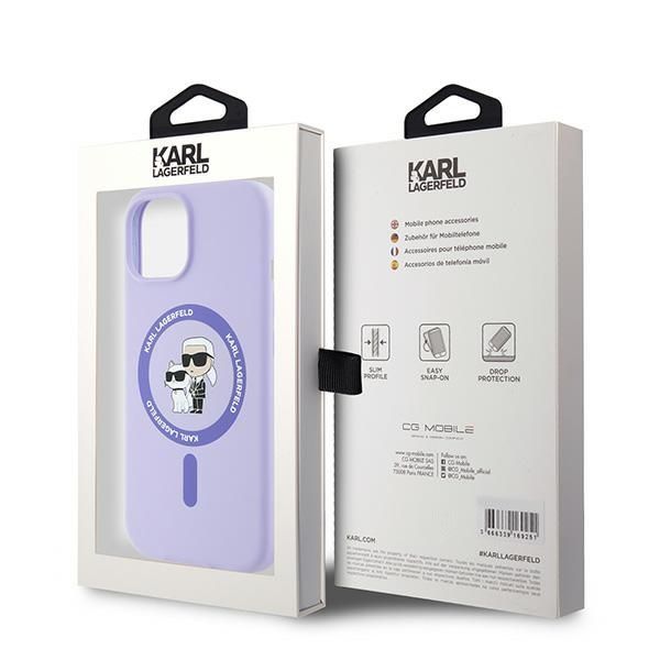 Tagakaaned Karl Lagerfeld Karl Lagerfeld Silicone Karl&Choupette Heads Ring MagSafe iPhone 15 Case - Purple