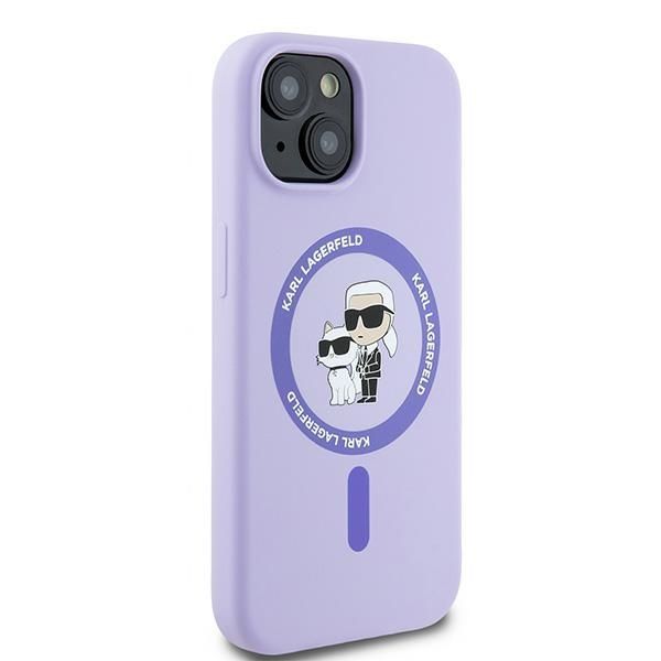 Tagakaaned Karl Lagerfeld Karl Lagerfeld Silicone Karl&Choupette Heads Ring MagSafe iPhone 15 Case - Purple