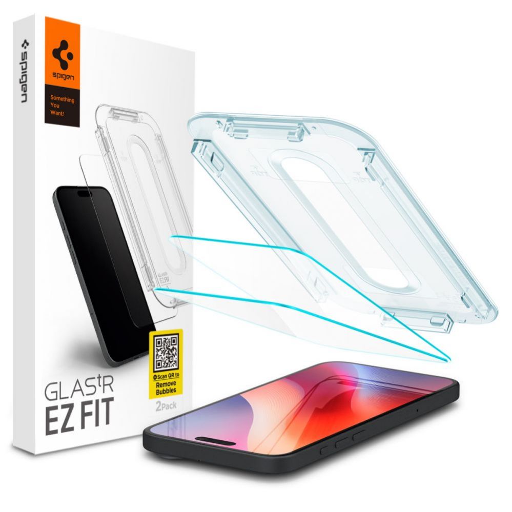 Protective glass Spigen - Spigen Glas.tR EZ Fit Tempered Glass for iPhone 16 Pro / 17 / 17 Pro - 2 pcs.