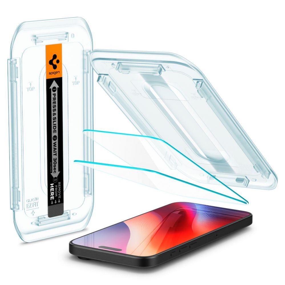 Protective glass Spigen - Spigen Glas.tR EZ Fit Tempered Glass for iPhone 16 Pro / 17 / 17 Pro - 2 pcs.