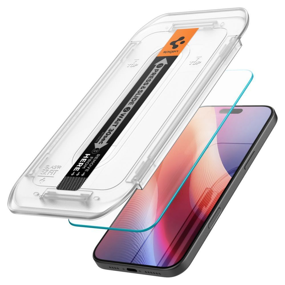 Protective glass Spigen - Spigen Glas.tR EZ Fit Tempered Glass for iPhone 16 Pro / 17 / 17 Pro - 2 pcs.