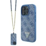 Muu telefoni lisavarustus Guess  Guess Leather Metal Logo Strass Crossbody Case for iPhone 16 Pro - Blue 