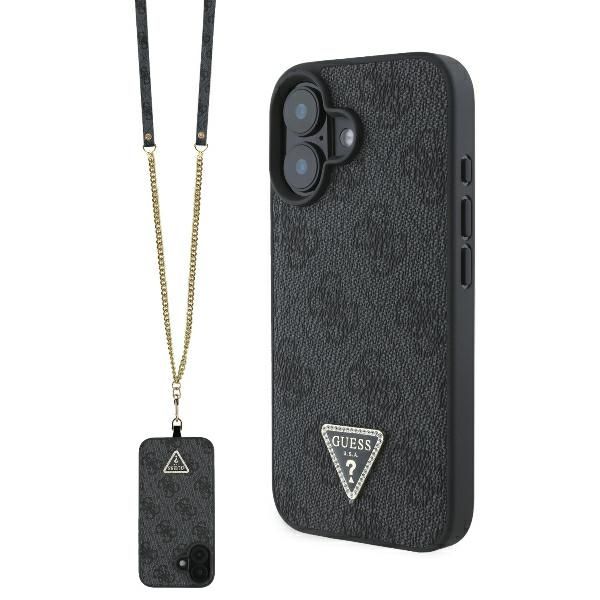 Muu telefoni lisavarustus Guess Guess Leather Metal Logo Strass Crossbody Case for iPhone 16 - Black