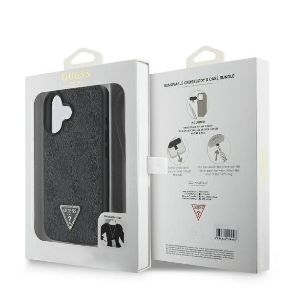 Muu telefoni lisavarustus Guess Guess Leather Metal Logo Strass Crossbody Case for iPhone 16 - Black