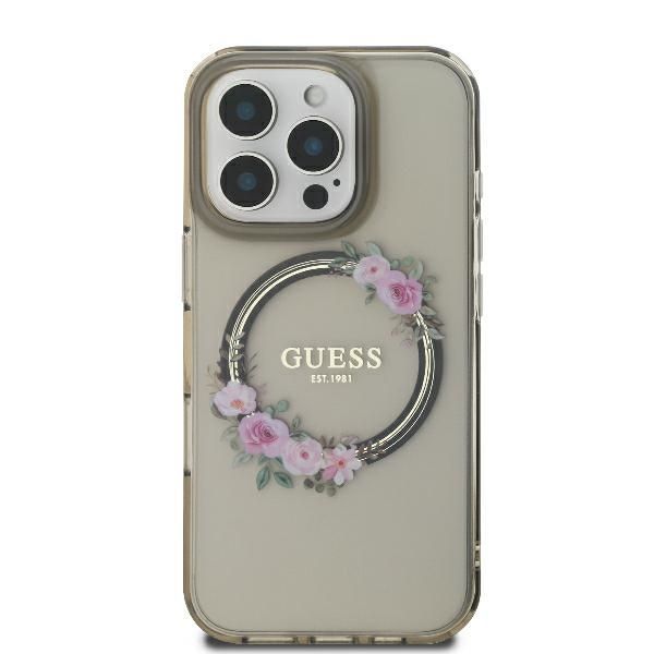 Muu telefoni lisavarustus Guess Guess IML Flowers Wreath MagSafe Case for iPhone 16 Pro - Black
