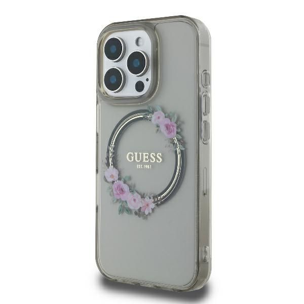 Muu telefoni lisavarustus Guess Guess IML Flowers Wreath MagSafe Case for iPhone 16 Pro - Black