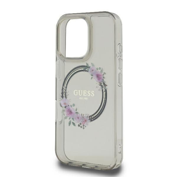 Muu telefoni lisavarustus Guess Guess IML Flowers Wreath MagSafe Case for iPhone 16 Pro - Black