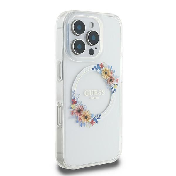 Muu telefoni lisavarustus Guess Guess IML Flowers Wreath MagSafe Case for iPhone 16 Pro - Clear