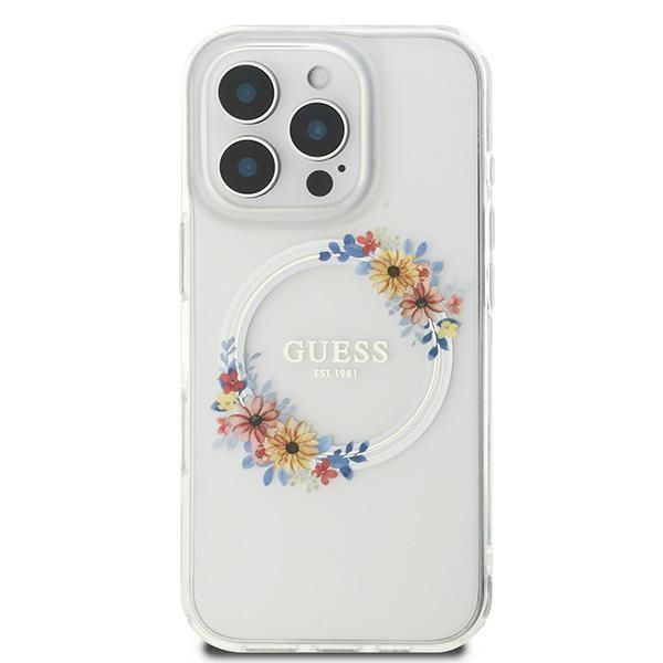 Muu telefoni lisavarustus Guess Guess IML Flowers Wreath MagSafe Case for iPhone 16 Pro - Clear