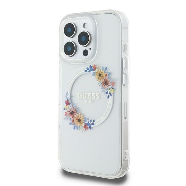 Muu telefoni lisavarustus Guess Guess IML Flowers Wreath MagSafe Case for iPhone 16 Pro - Clear