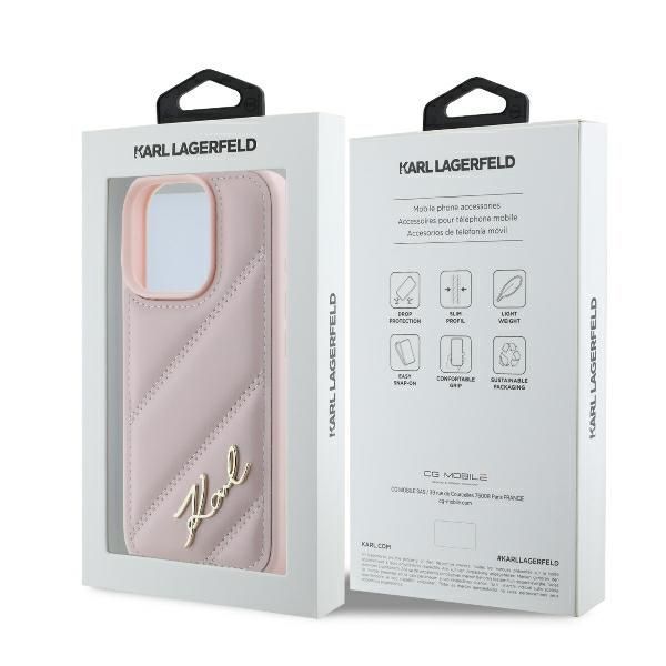 Muu telefoni lisavarustus Karl Lagerfeld Apple Karl Lagerfeld Quilted Signature iPhone 16 Pro Case - Pink Pink