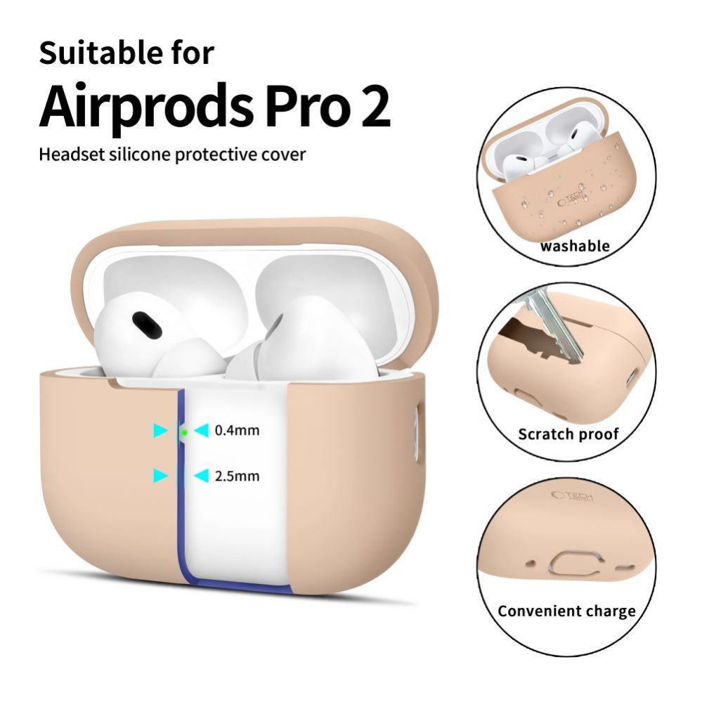 Muu telefoni lisavarustus Tech-Protect Tech-Protect Silicone Case for Apple AirPods Pro 1 / 2 - Beige